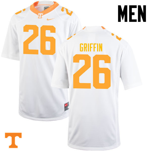 Men #26 Stephen Griffin Tennessee Volunteers College Football Jerseys-White - Click Image to Close